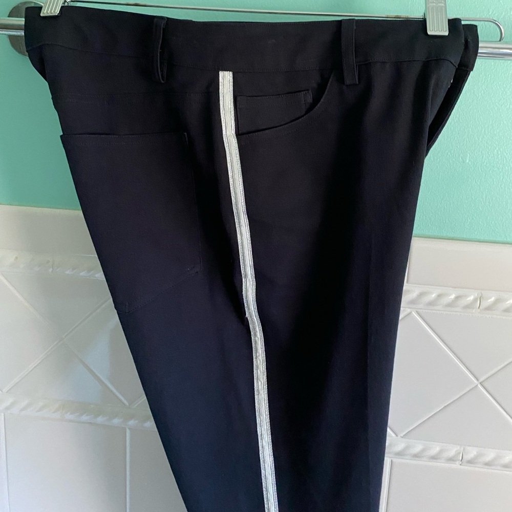 Peace of Cloth Black Pants Silver Side Stripe